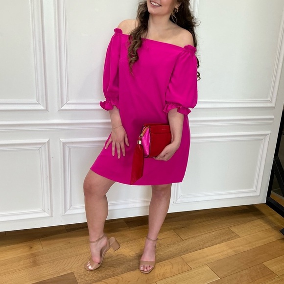 Trina Turk Dresses & Skirts - Elegant Pink Off-Shoulder Dress